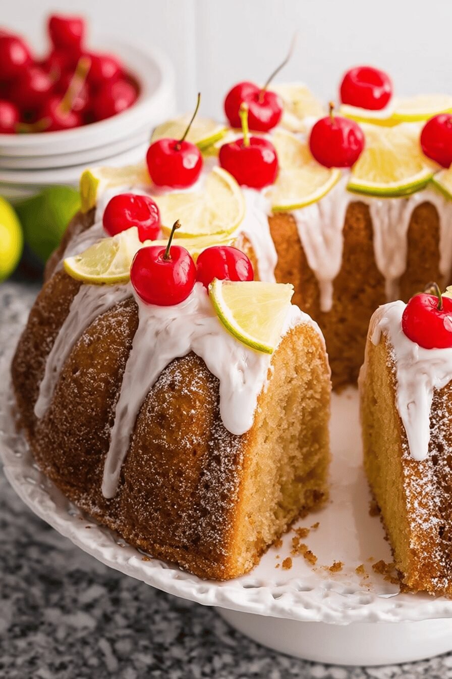 Cherry 7-Up Cake with a Sparkling Glaze