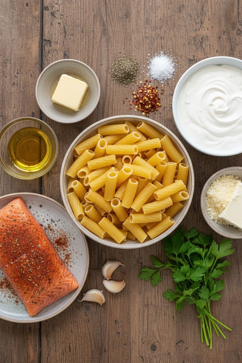 Cajun Salmon Rigatoni Pasta Recipe