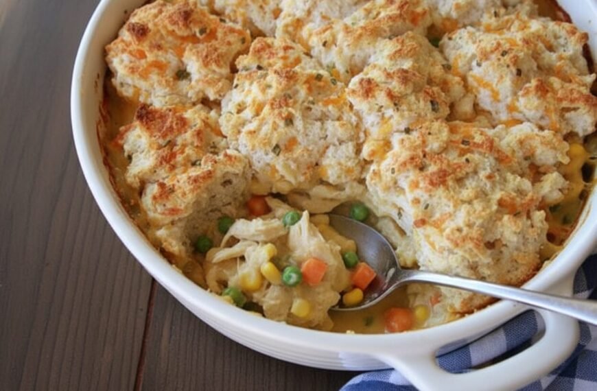 Cheesy Biscuit Topped Chicken Pot Pie