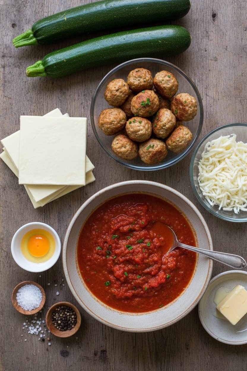 Cheesy Meatball Zucchini Boats with Pastry