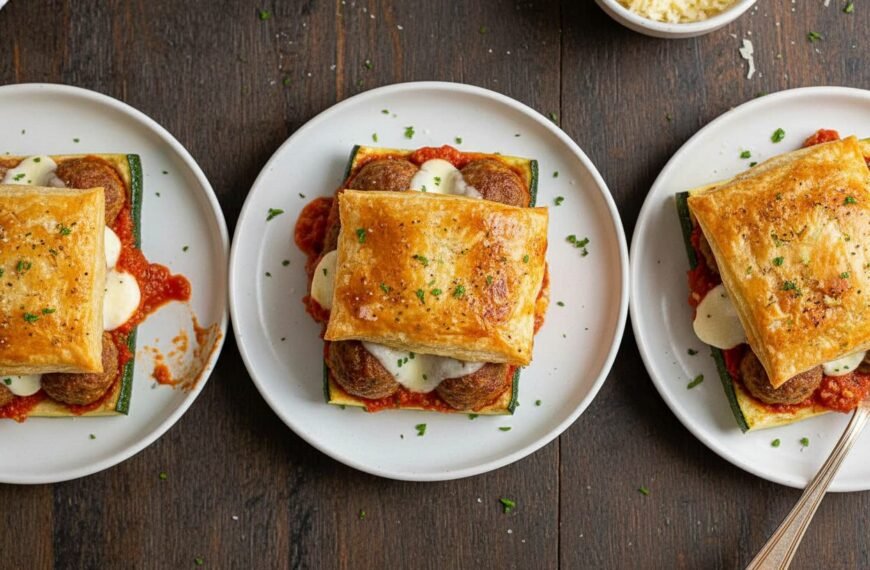 Cheesy Meatball Zucchini Boats with Pastry