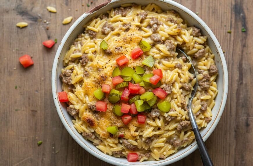 Creamy Cheeseburger Orzo Skillet Recipe