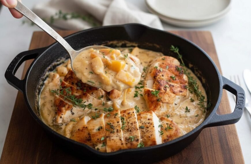 Creamy Peach Chicken Skillet Dinner Recipe