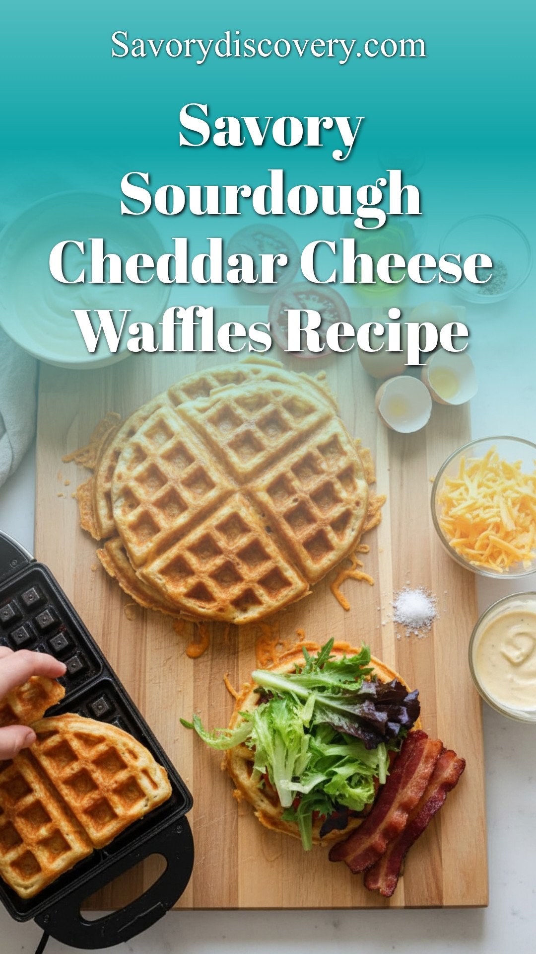 Savory Sourdough Cheddar Cheese Waffles Recipe