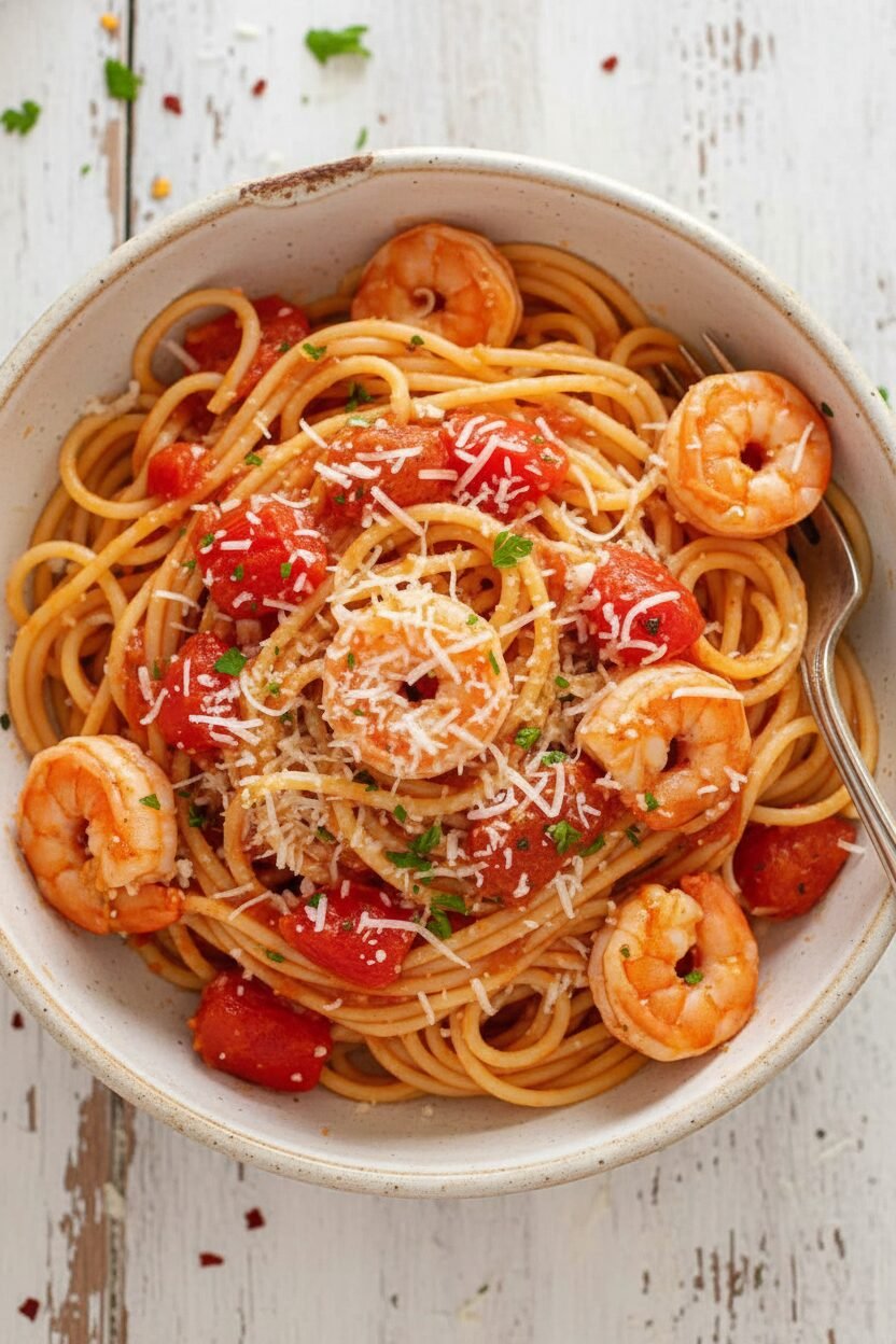 Shrimp Pasta with Fresh Tomato Sauce