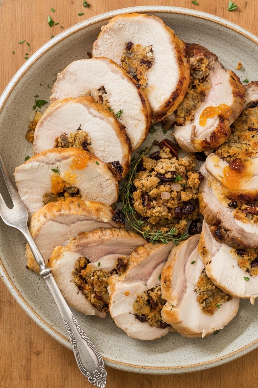 Apricot Cherry Pecan Stuffed Pork Loin