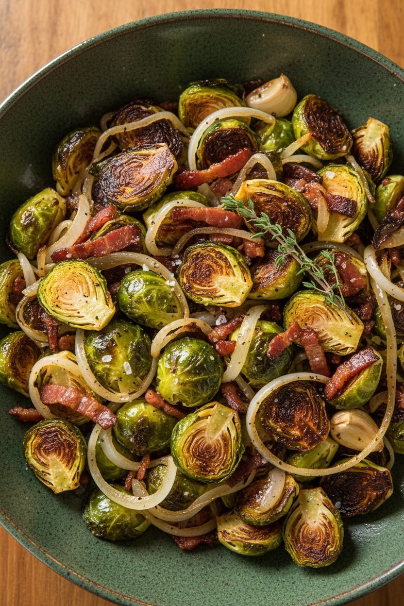 Bacon Onion Brussels Sprouts Holiday Roast