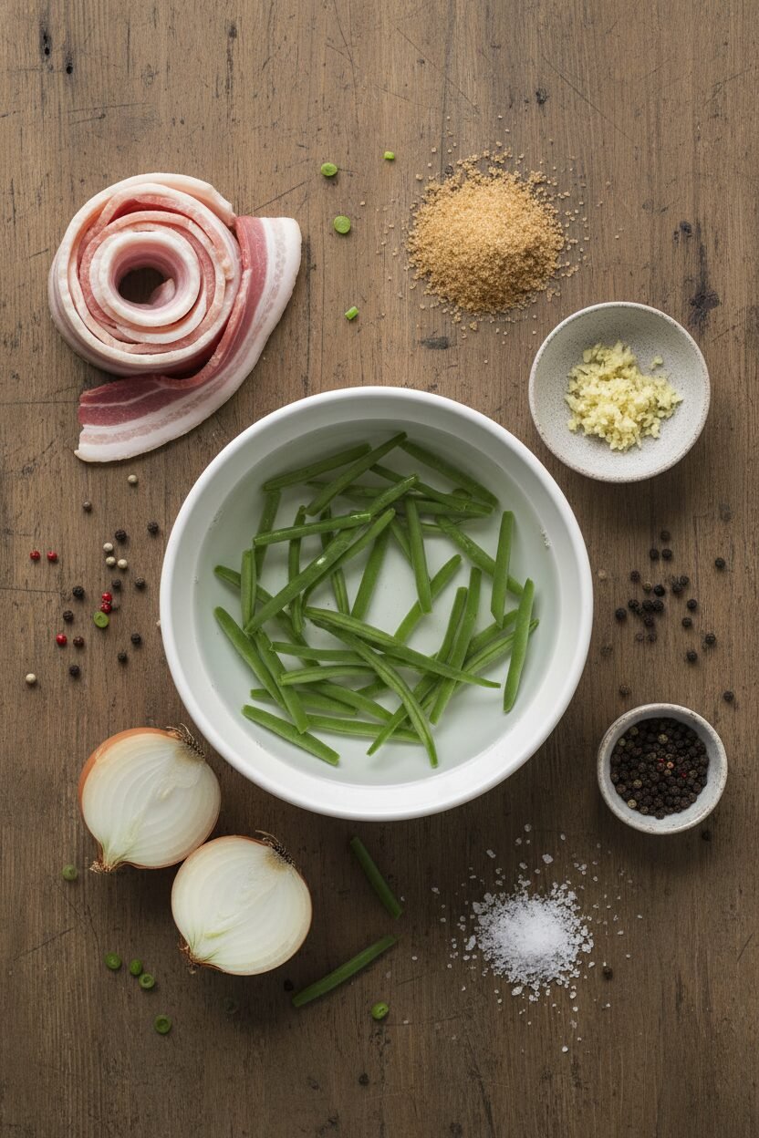 Bacon Onion Green Bean Holiday Skillet