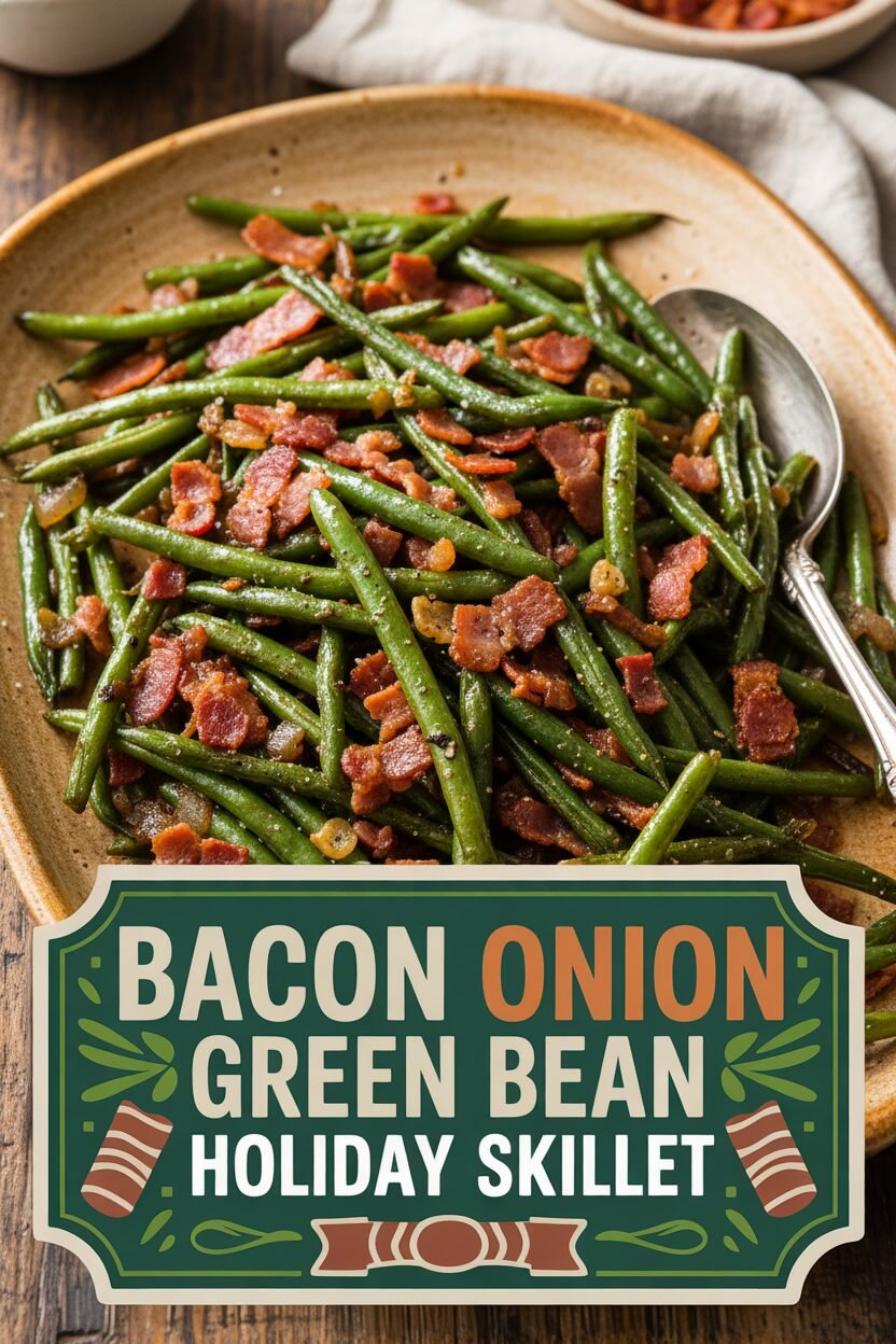 Bacon Onion Green Bean Holiday Skillet