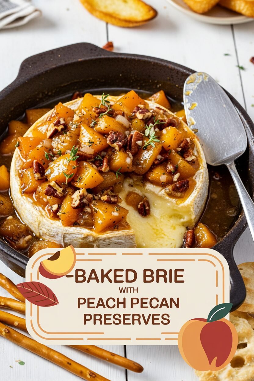 Baked Brie with Peach Pecan Preserves