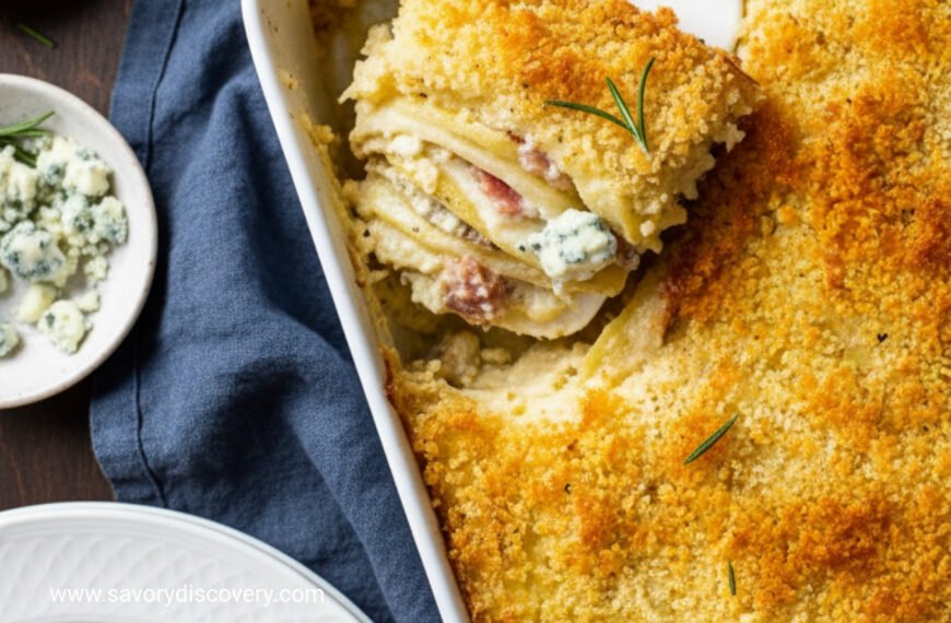 Blue Cheese Bacon and Rosemary Potato Bake