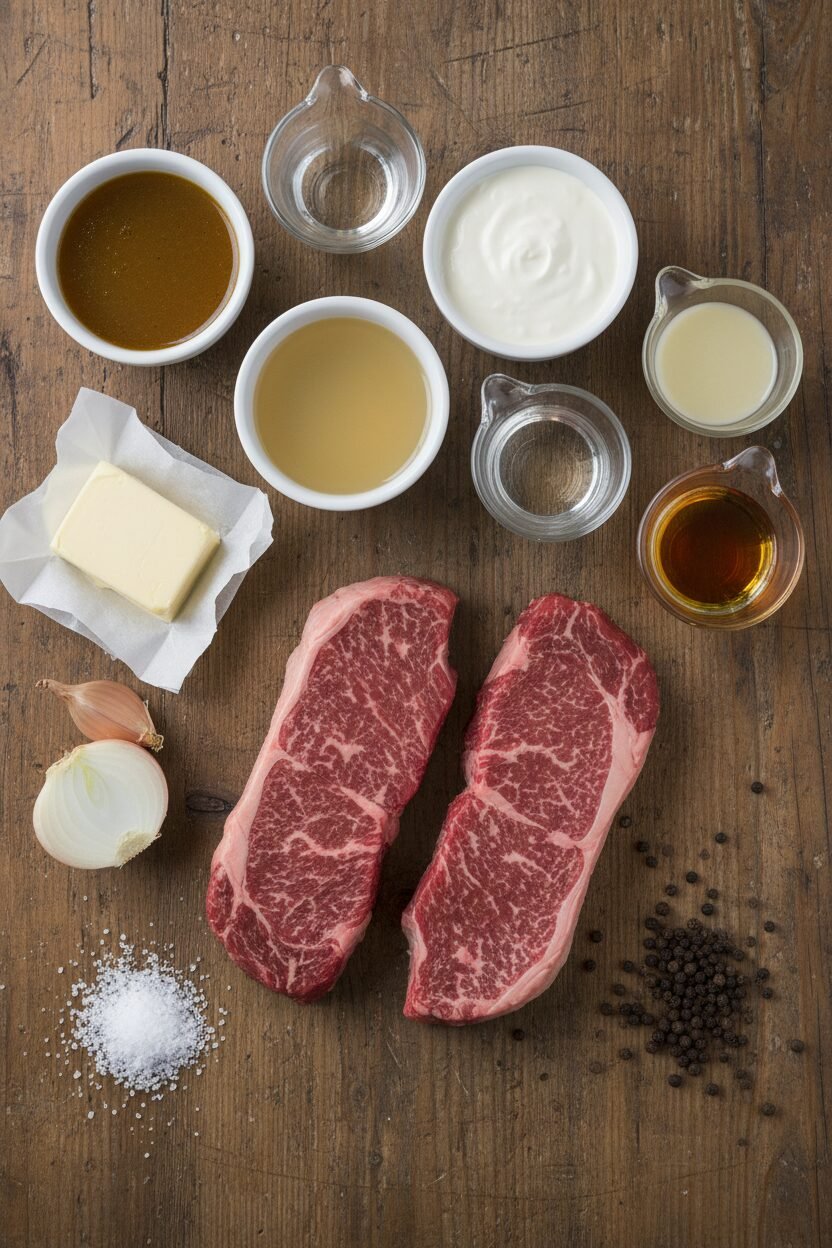 Brandied Peppercorn Steak with Cream