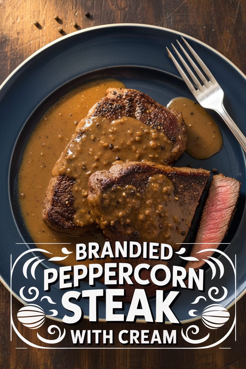 Brandied Peppercorn Steak with Cream
