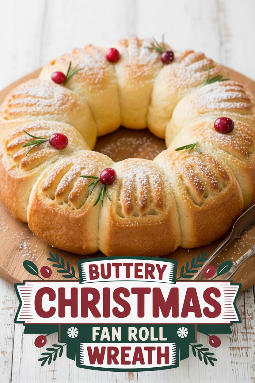 Buttery Christmas Fan Roll Wreath