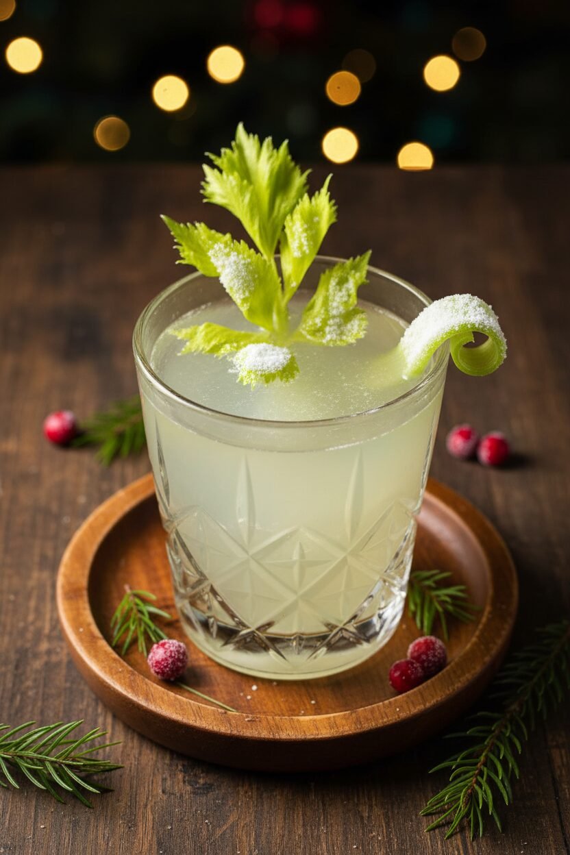 Celery Gimlet Christmas Cocktail
