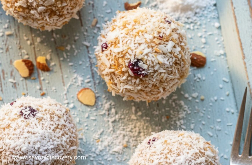 Cherry Almond No-Bake Snowballs