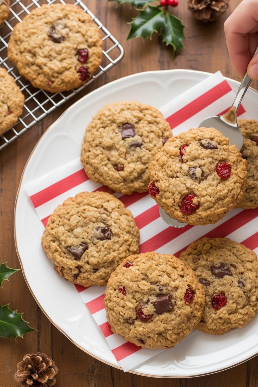 Cherry Chocolate Chunk Oatmeal Christmas Cookies