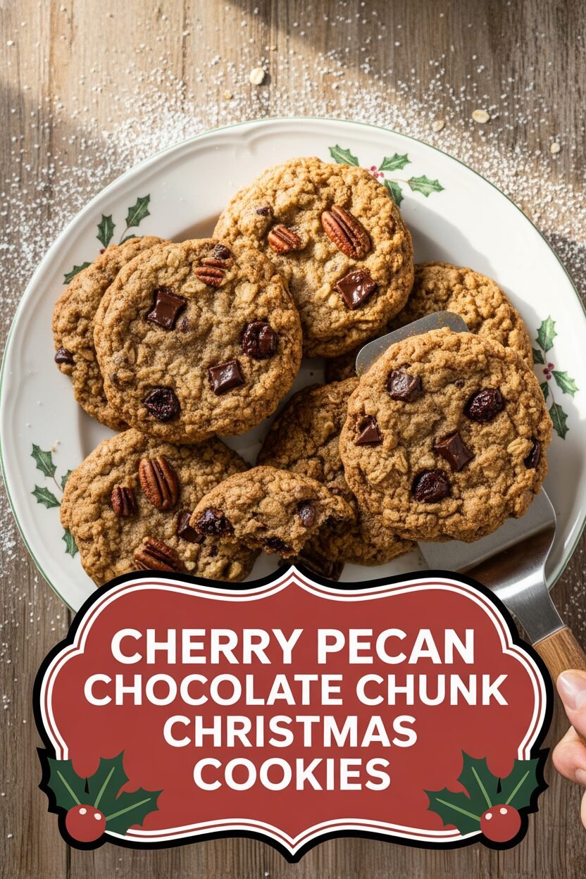 Cherry Pecan Chocolate Chunk Christmas Cookies