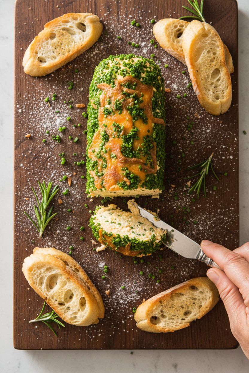 Chive and Cheddar Holiday Cheese Log