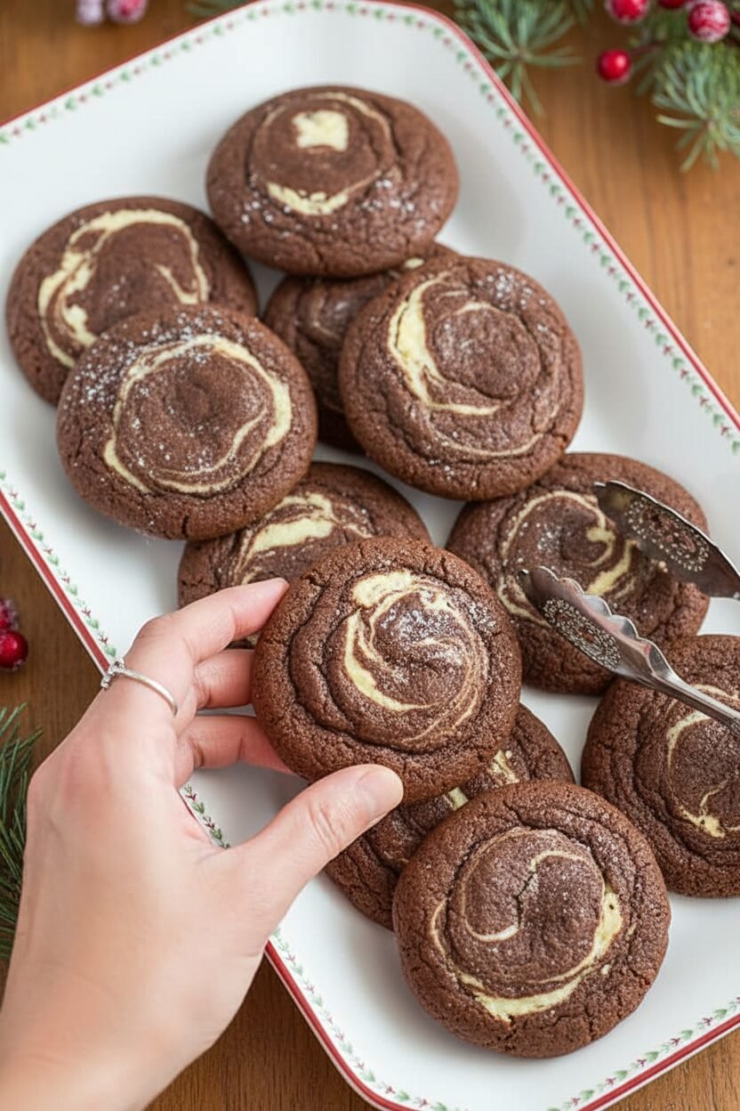 Chocolate Swirled Holiday Cheese Cookies