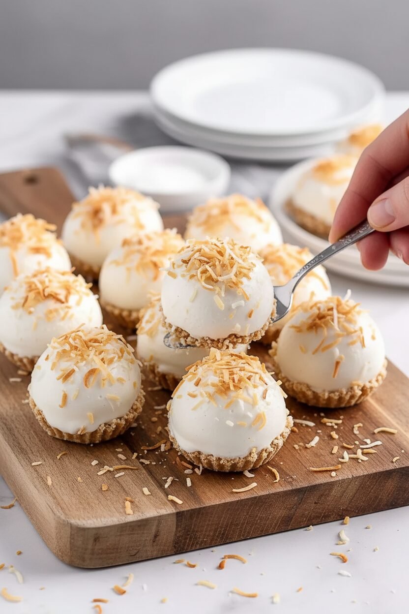 Coconut Snowdrift Cheesecake Bites
