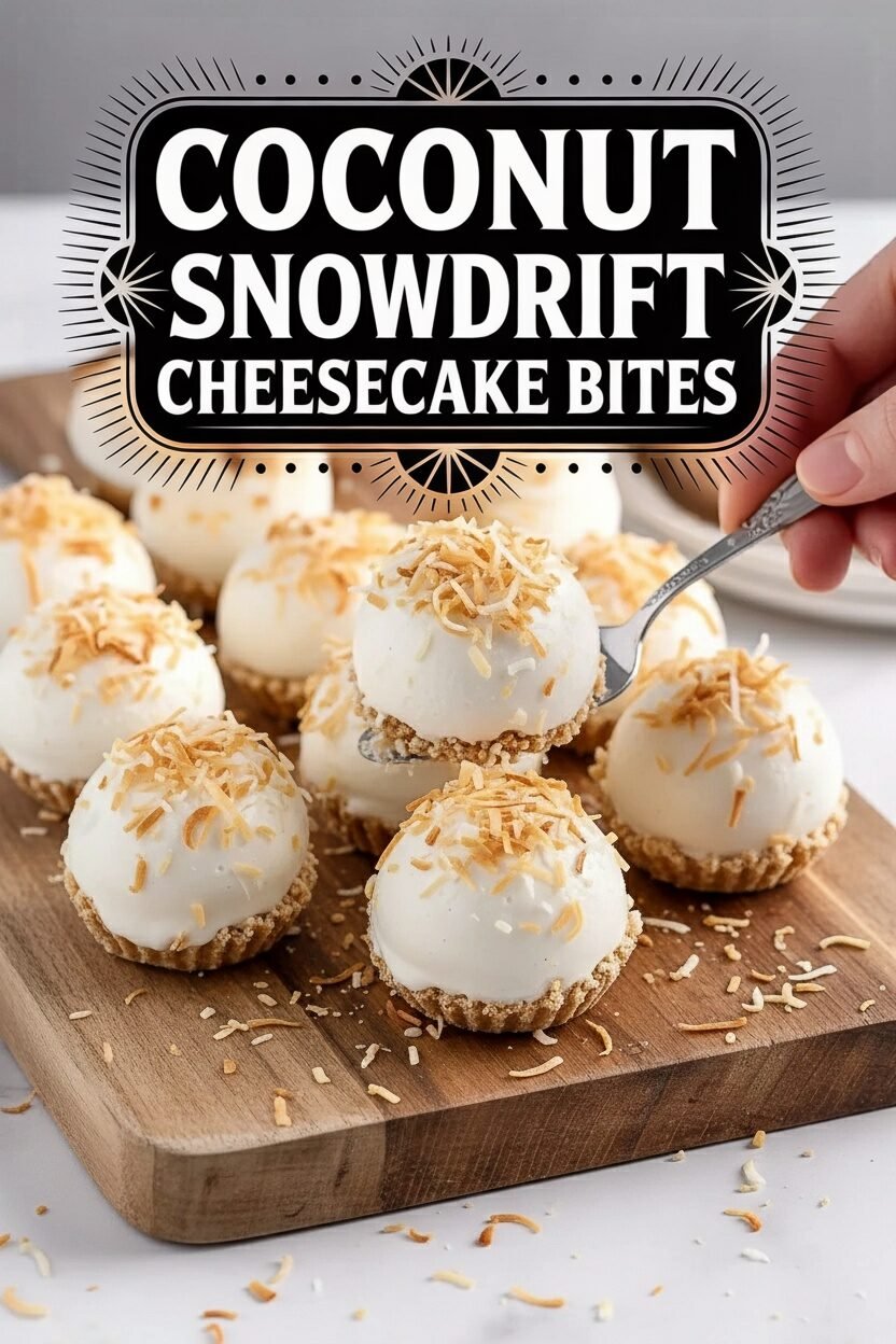 Coconut Snowdrift Cheesecake Bites