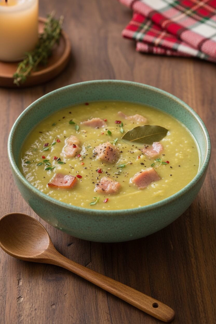 Cozy Christmas Pea and Ham Soup