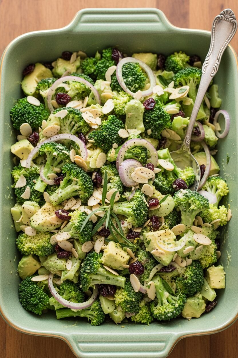 Cranberry Almond Christmas Broccoli Salad