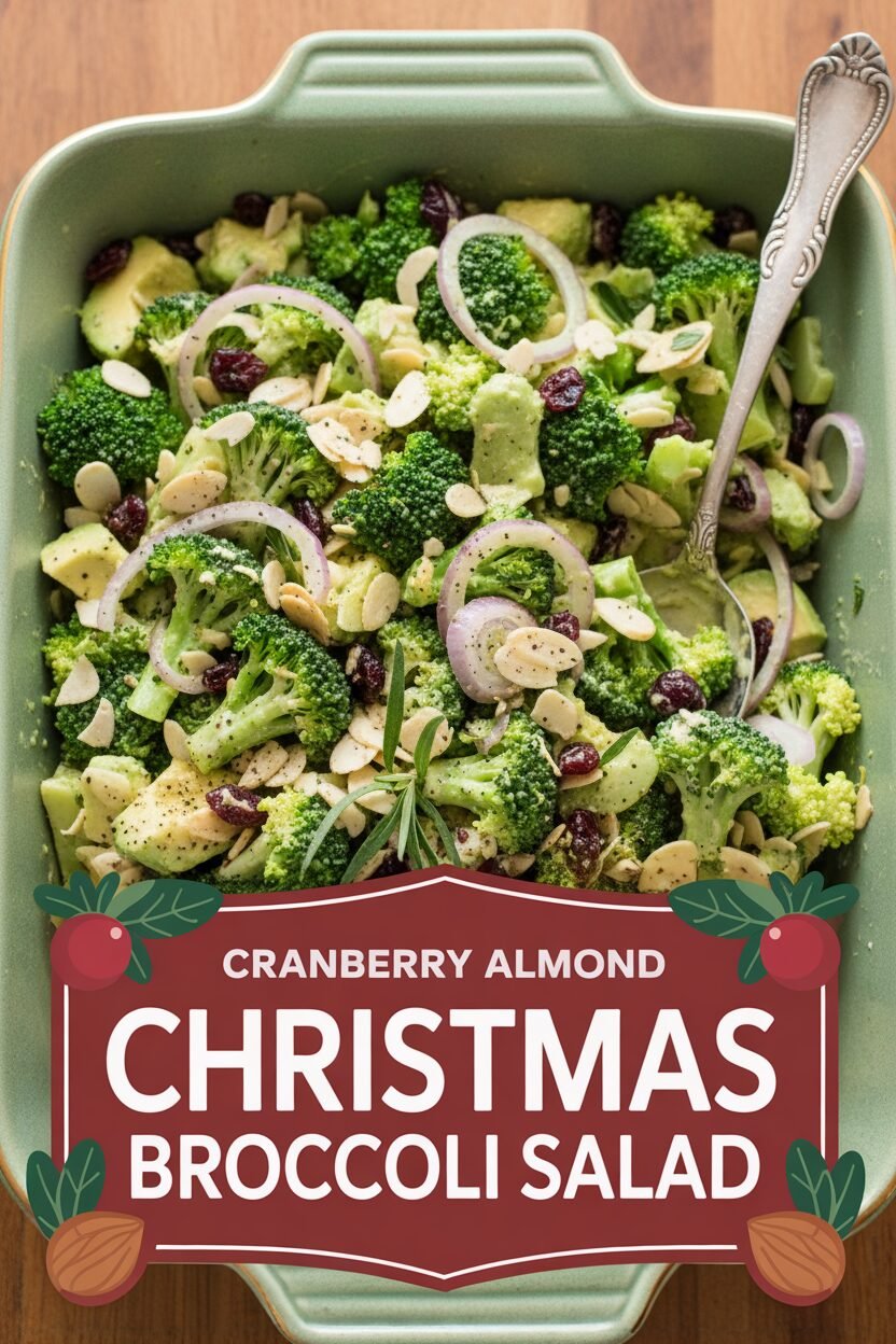 Cranberry Almond Christmas Broccoli Salad