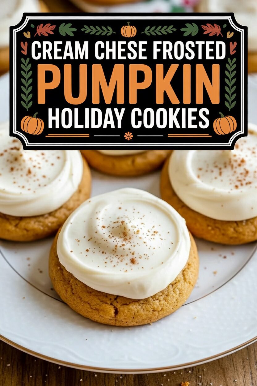 Cream Cheese Frosted Pumpkin Holiday Cookies