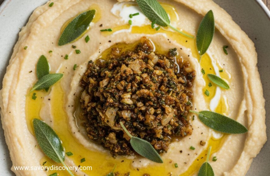 Creamy Celery Root Puree with Crispy Sage Topping