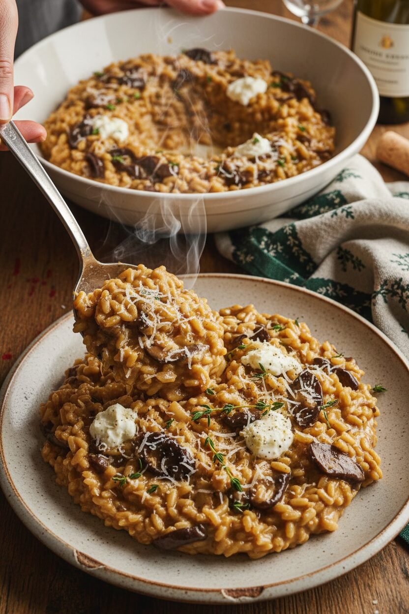 Creamy Porcini and Mascarpone Christmas Risotto