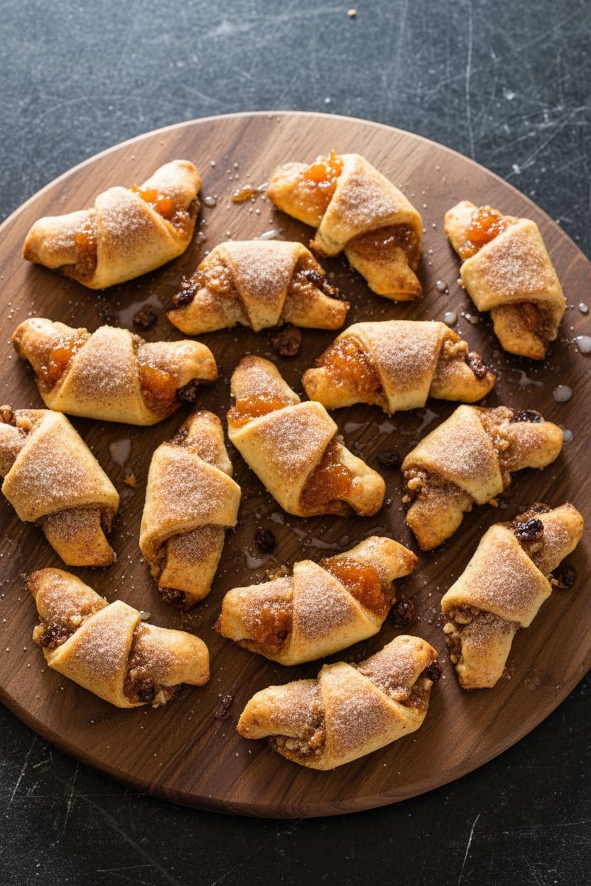 Crescent Moon Rugelach with Raisin Walnut Filling
