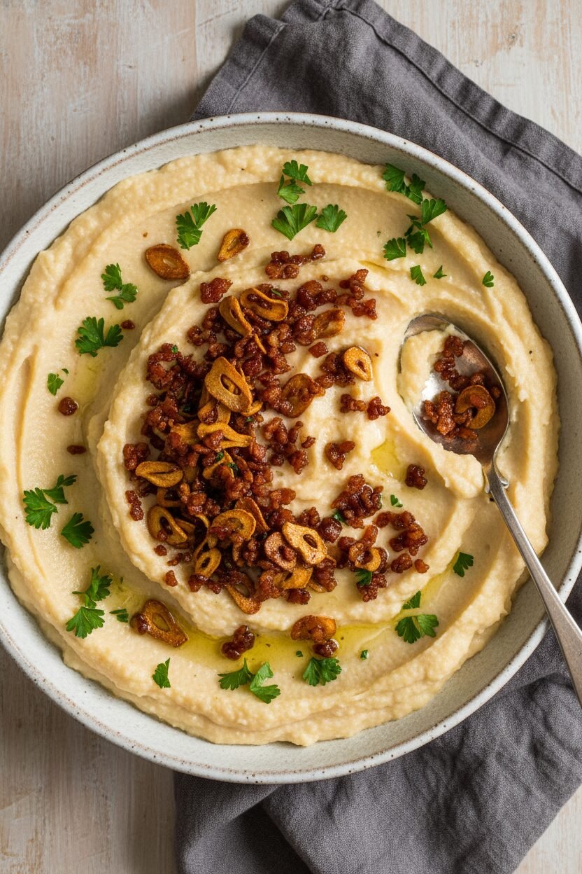 Crispy Bacon and Parsley Celery Root Puree