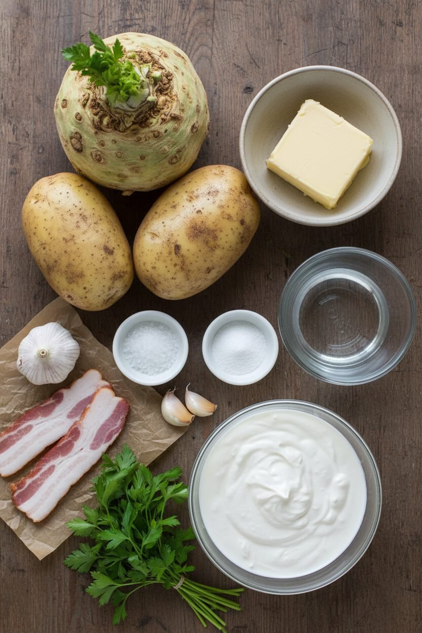 Crispy Bacon and Parsley Celery Root Puree