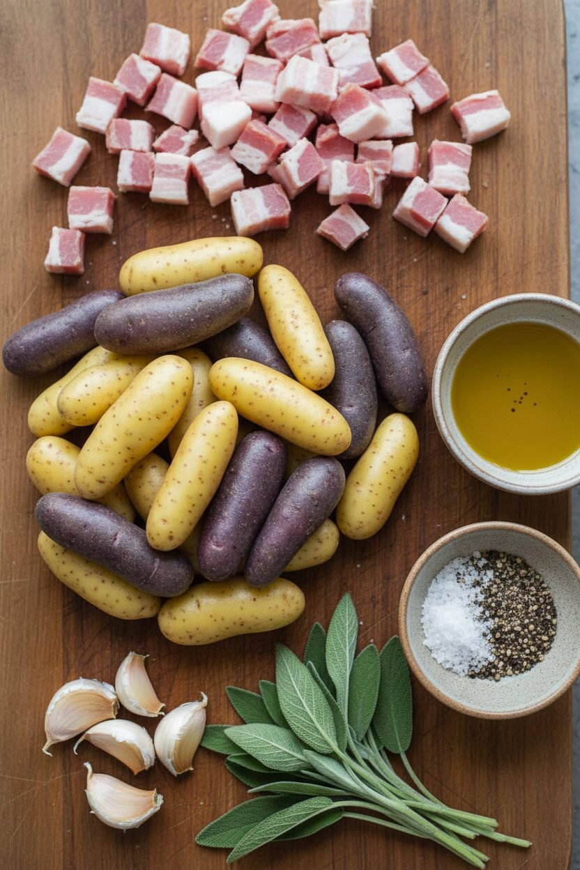 Crispy Pancetta and Sage Roasted Fingerlings