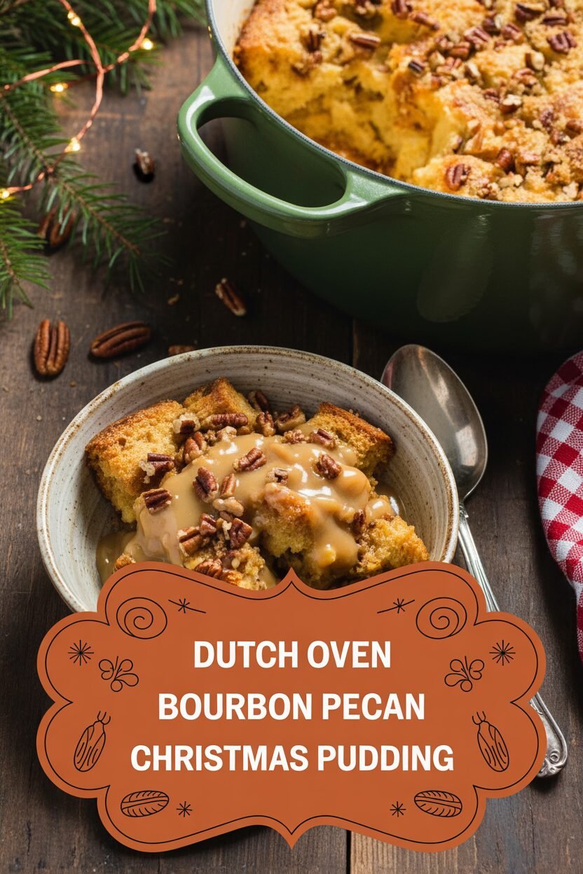 Dutch Oven Bourbon Pecan Christmas Pudding