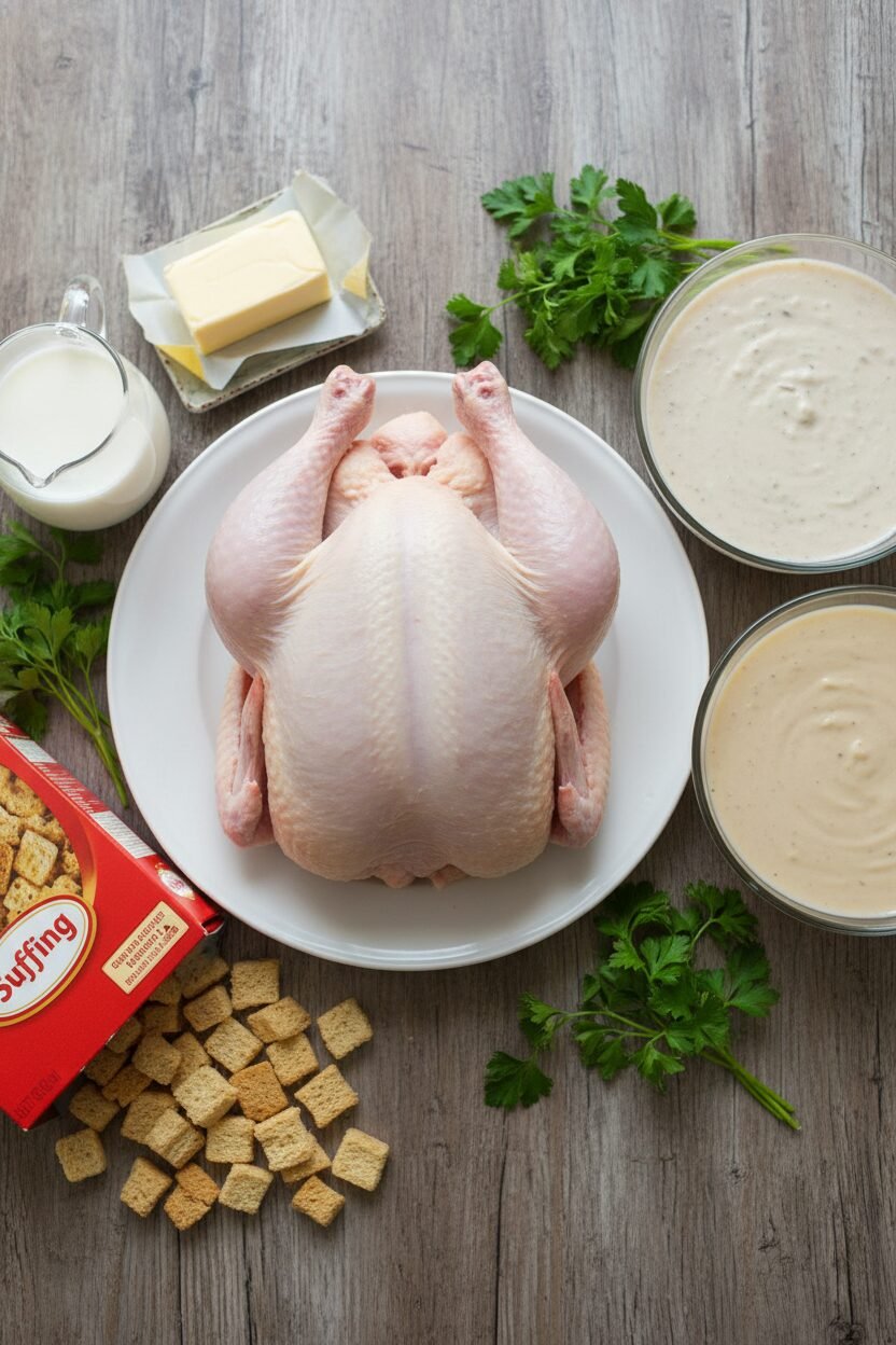Festive Chicken and Stuffing Bake