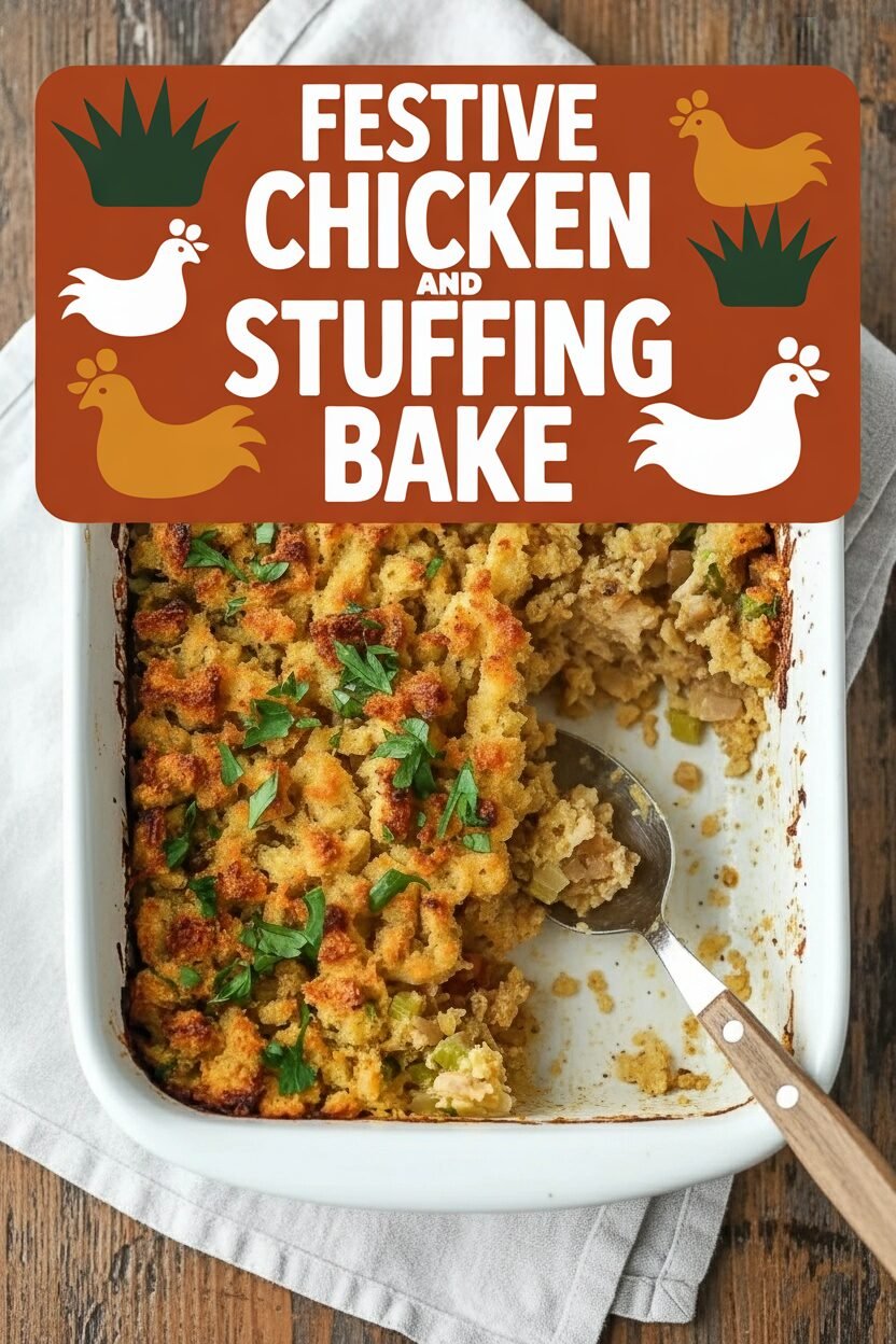 Festive Chicken and Stuffing Bake