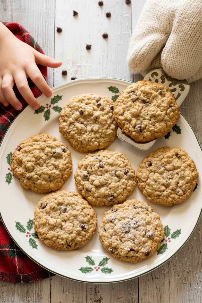 Festive Chocolate Oatmeal Cookie Crisps