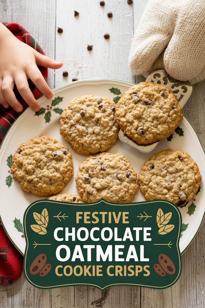 Festive Chocolate Oatmeal Cookie Crisps