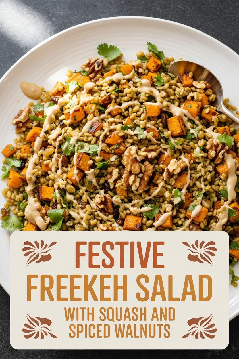 Festive Freekeh Salad with Squash and Spiced Walnuts