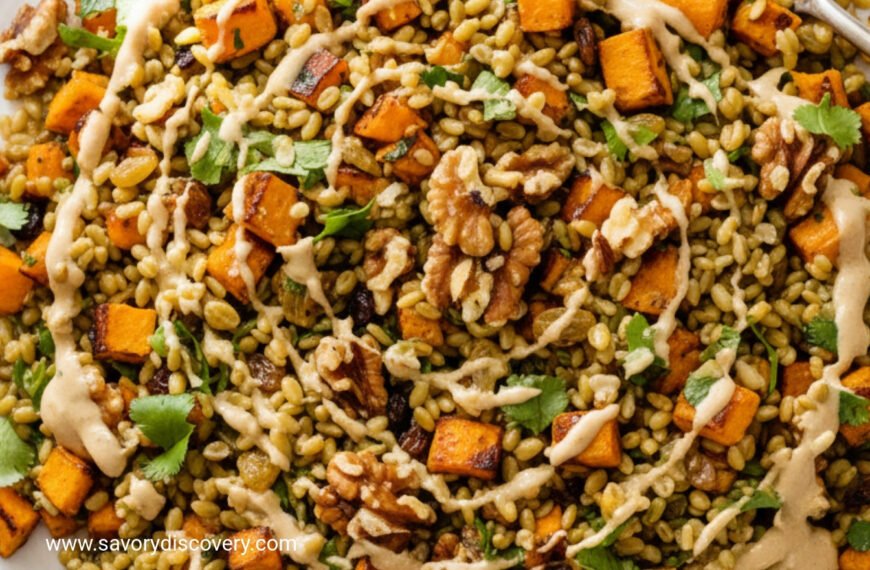 Festive Freekeh Salad with Squash and Spiced Walnuts