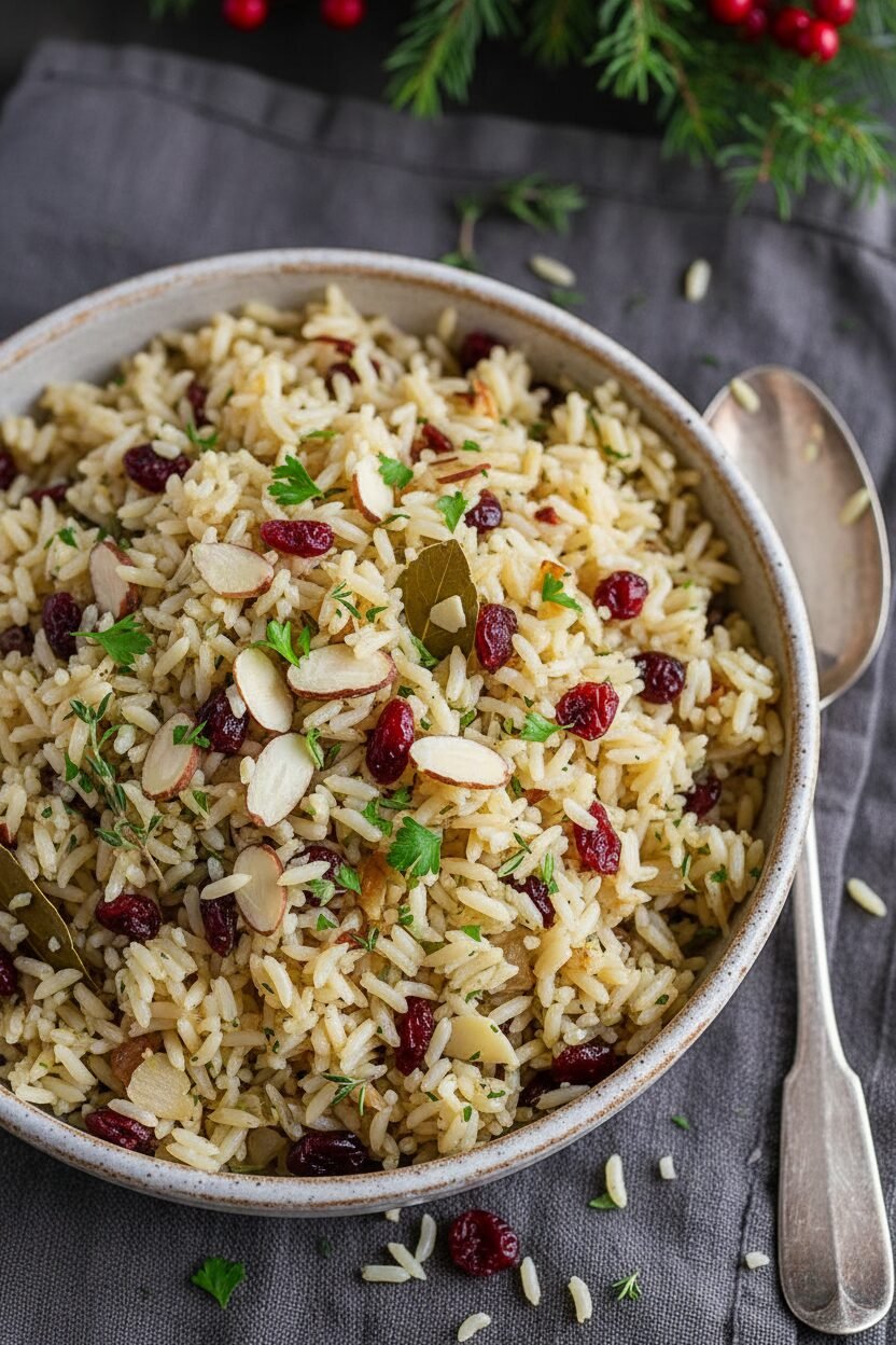 Festive Herbed Rice Pilaf with Cranberries