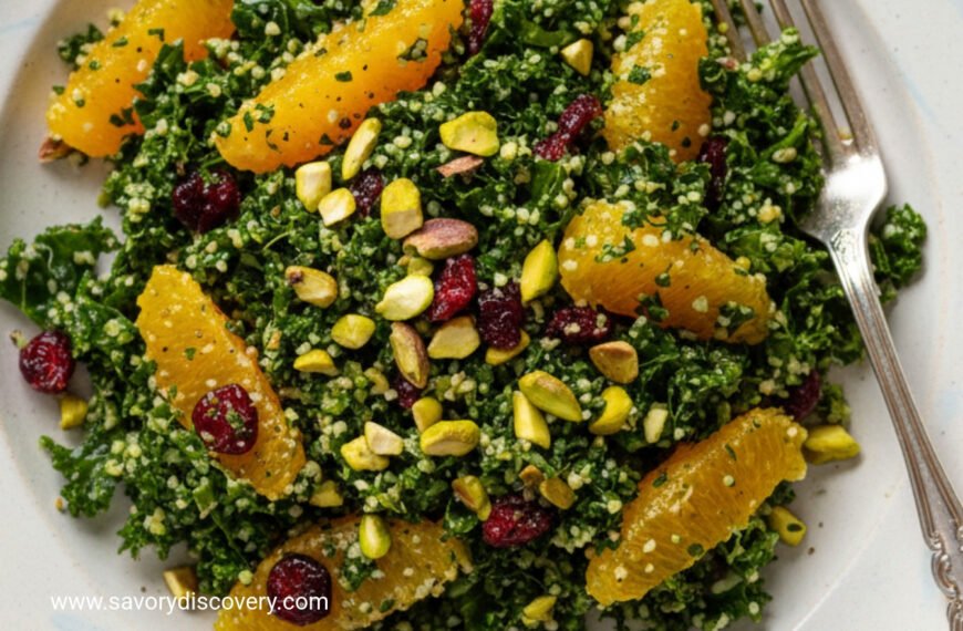 Festive Kale Salad with Cranberries and Pistachios