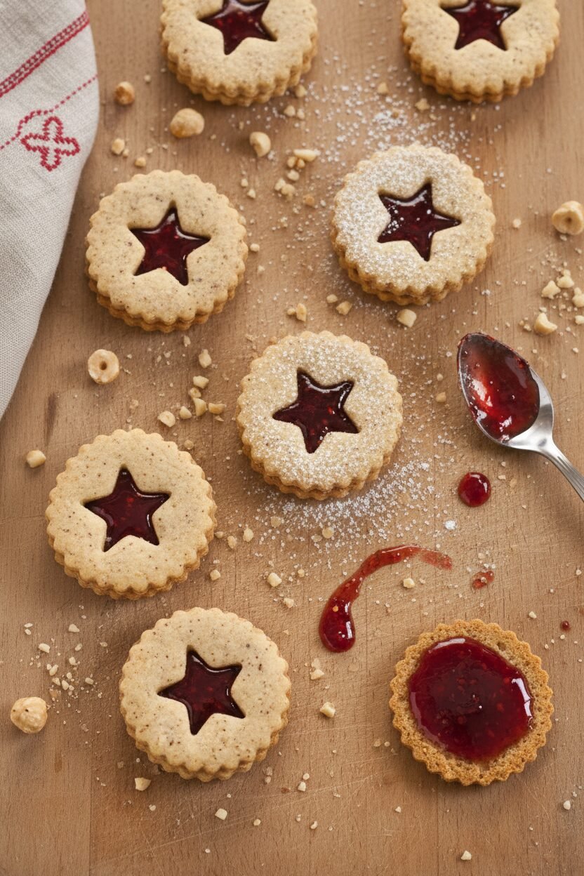 Festive Linzer Windowpane Cookies