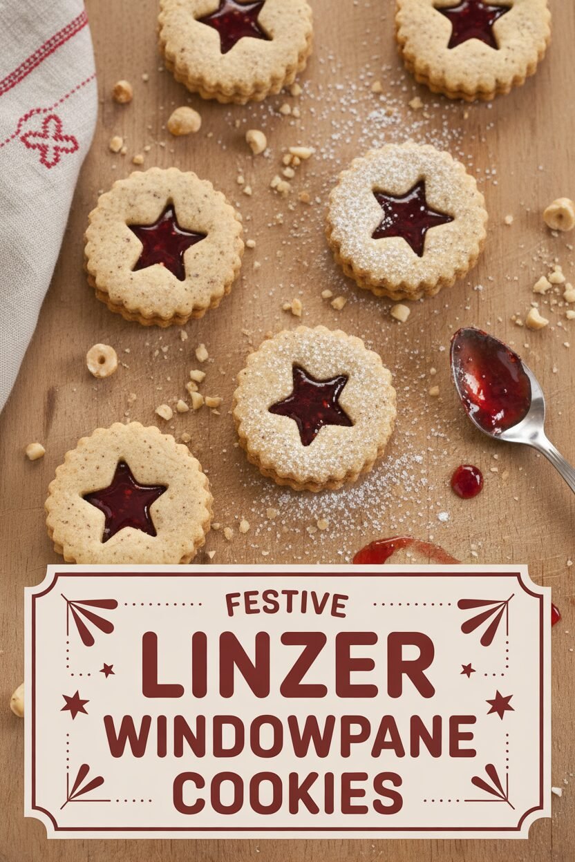 Festive Linzer Windowpane Cookies