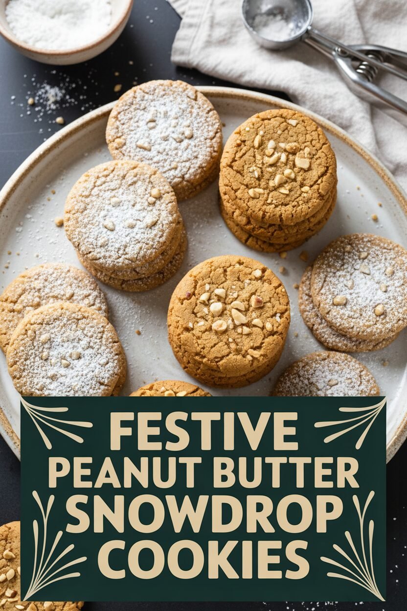 Festive Peanut Butter Snowdrop Cookies