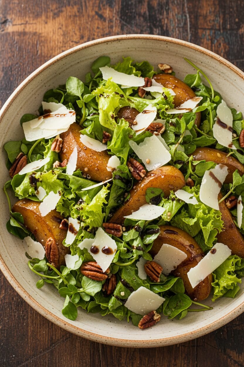 Festive Pear and Pecan Salad with Parmesan