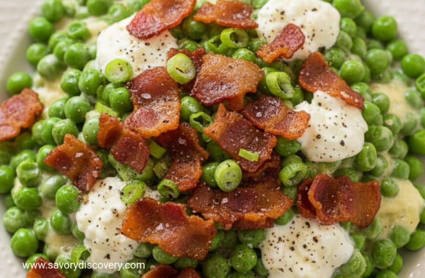 Festive Peas with Crispy Bacon and Goat Cheese